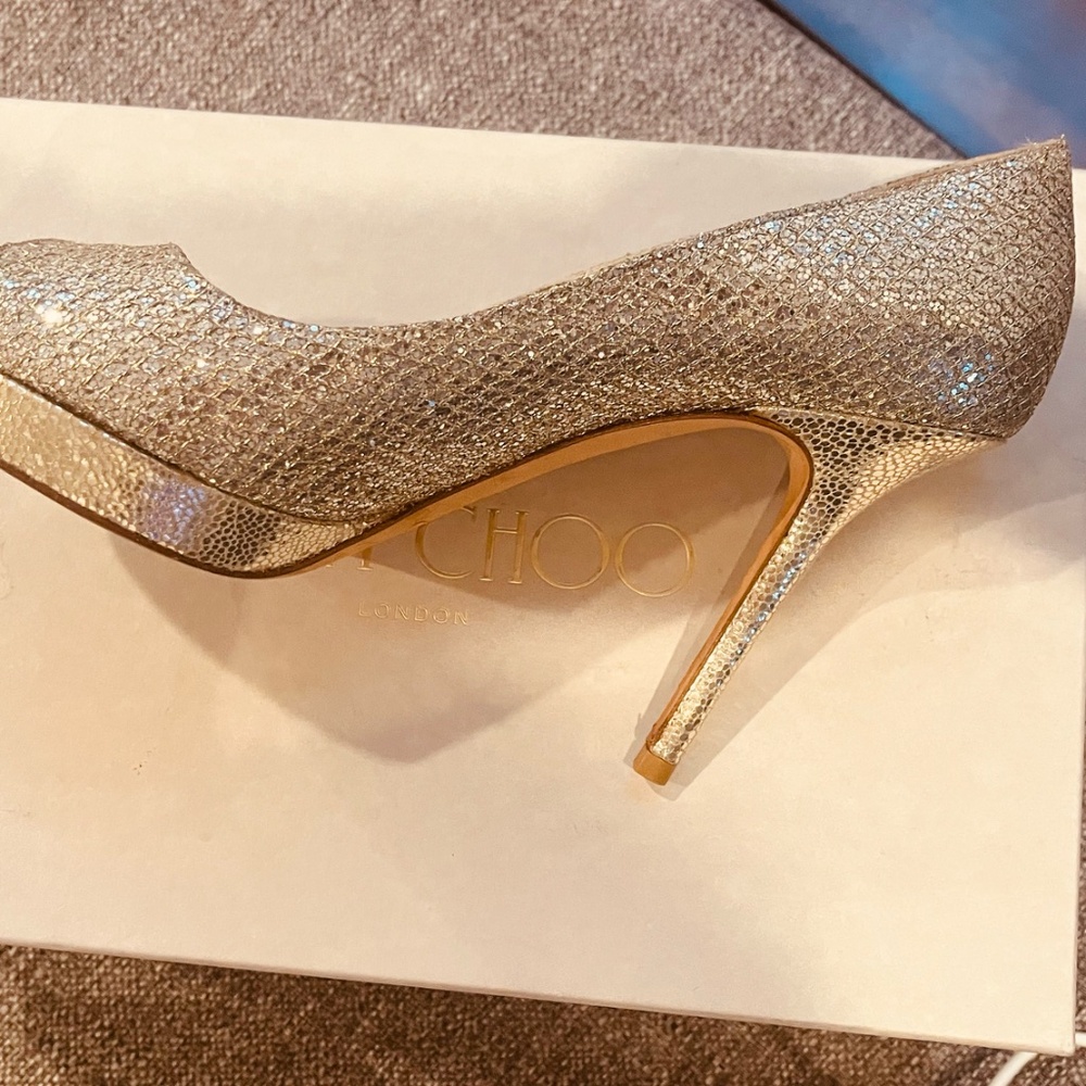 Jimmy Choo Luna Platform Pump in Champagne size 37 - Picture 3 of 6
